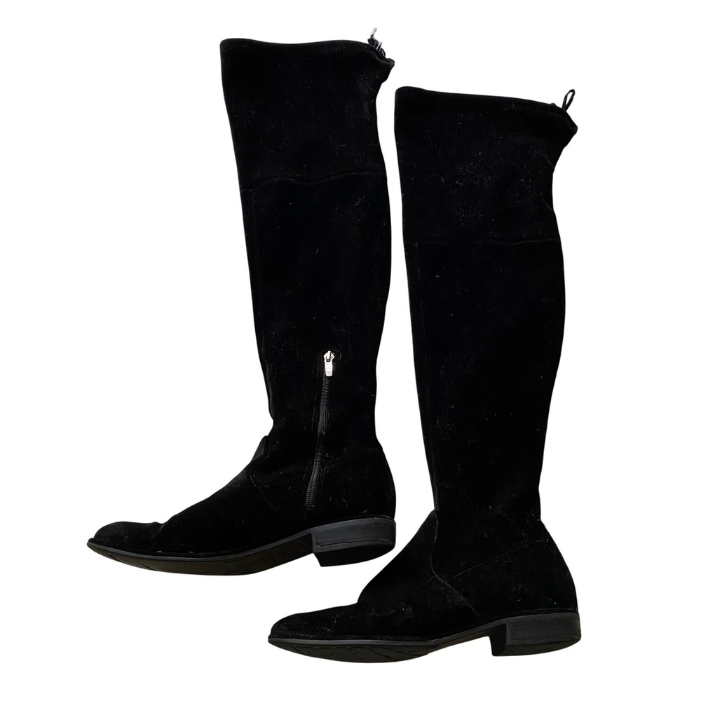 Marc Fisher Over The Knee Velvet Boots Women 8.5 Black Dark Academia Edgy Chic